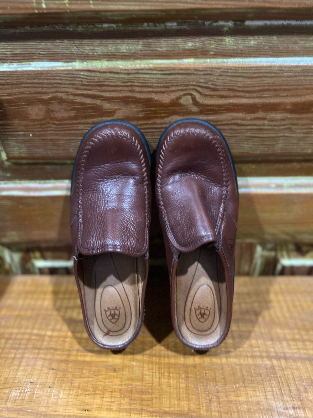 Ariat Chestnut Brown Leather Slip-On Mules